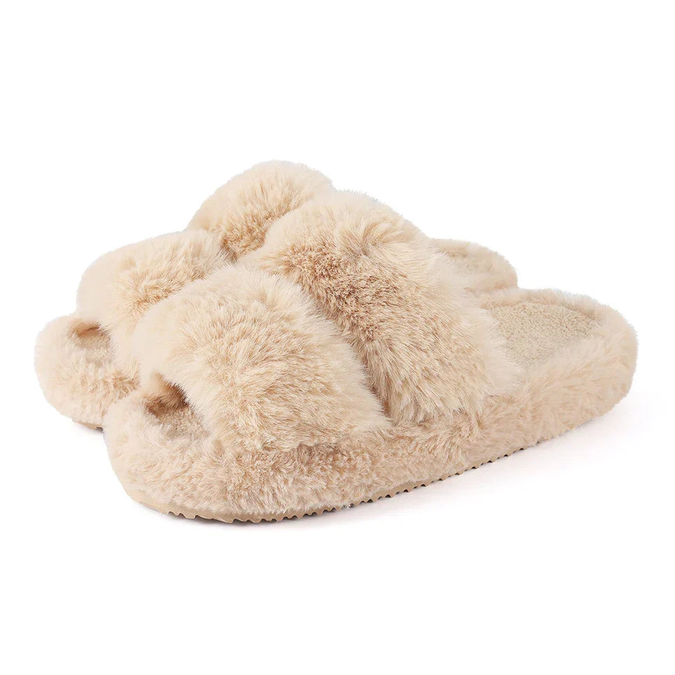Women's Open Toe Slippers Plush Adjustable Soft Sole