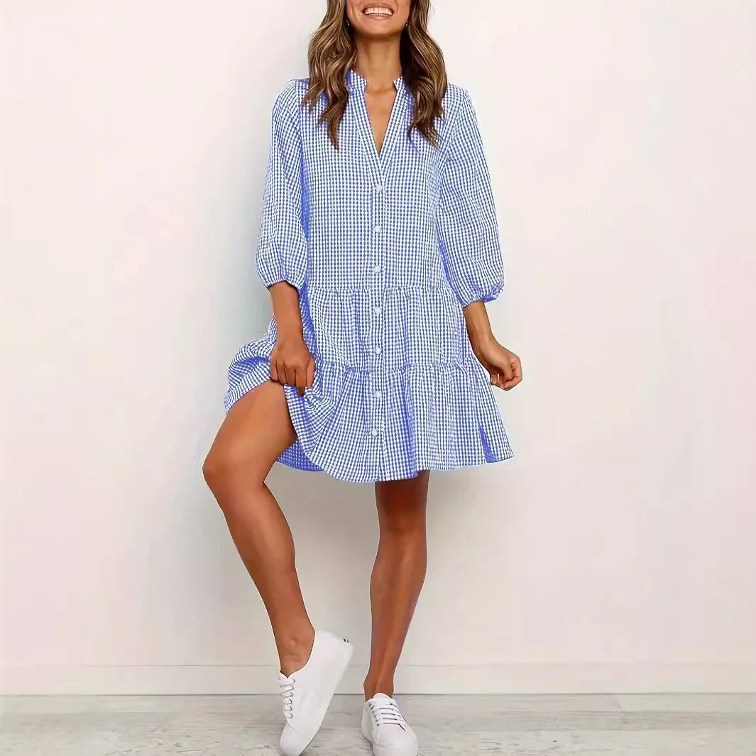 Women's V-Neck Shirt Dress - Vonnera