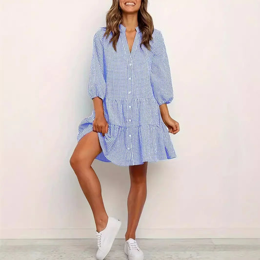Women's V-Neck Shirt Dress - Vonnera
