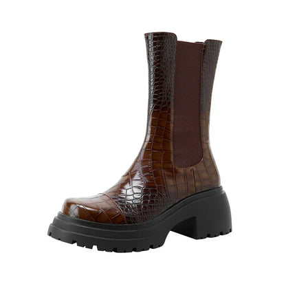Women's Platform Boots Elastic Side Panels