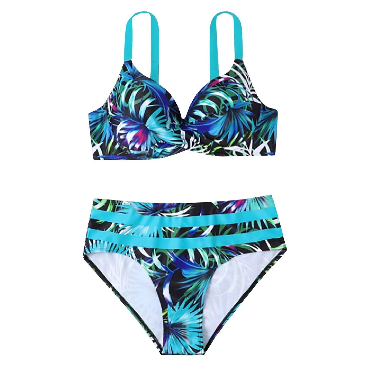 Women's High Waist Leaf Print Bikini