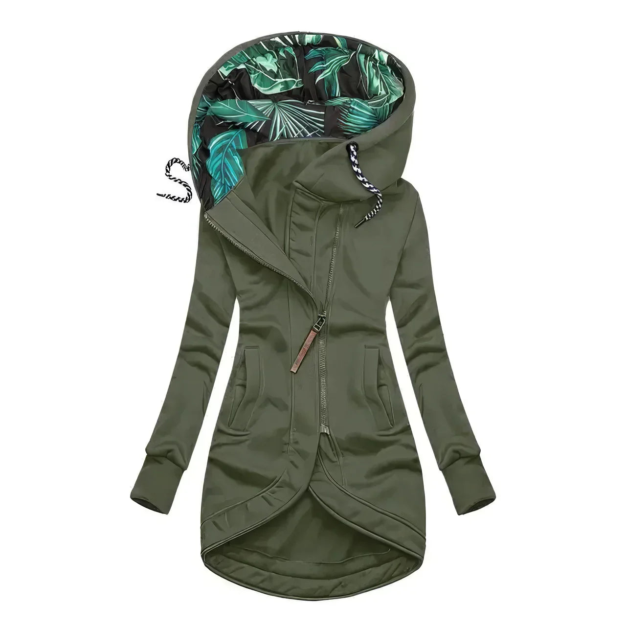 Women's Hooded Longline Zip-Up Jacket