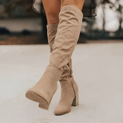 Women's Knee-High Boots Closed Toe Low Heel