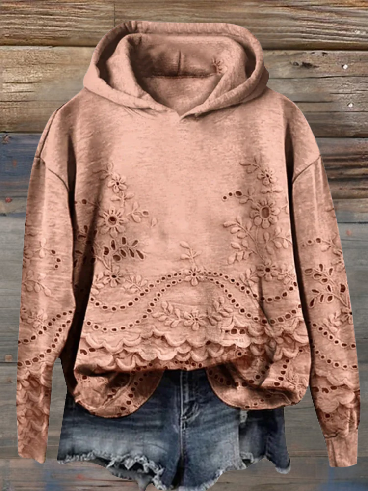 Women's Floral Eyelet Hoodie