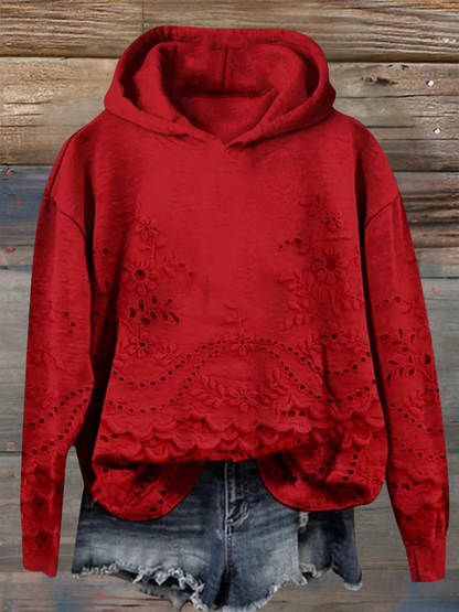 Women's Floral Eyelet Hoodie