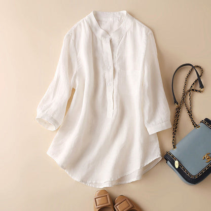 Women's Linen Blend Tunic Blouse