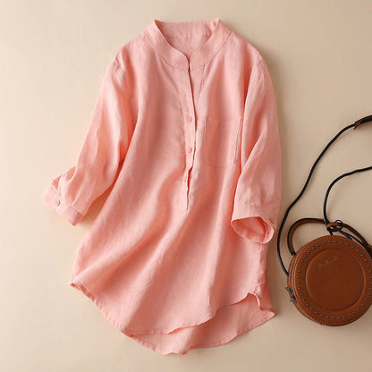 Women's Linen Blend Tunic Blouse