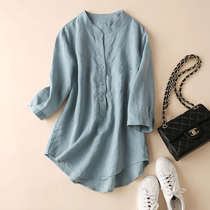 Women's Linen Blend Tunic Blouse - Vonnera