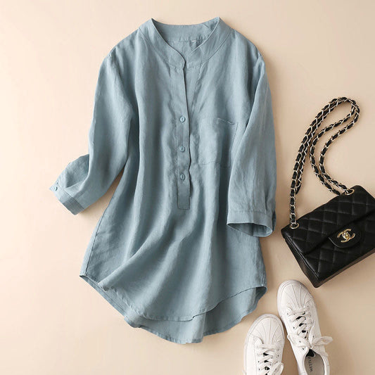 Women's Linen Blend Tunic Blouse - Vonnera