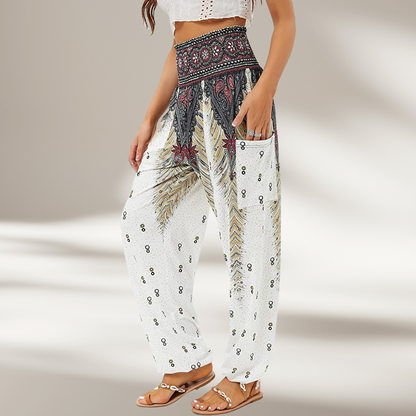 Women's High-Waisted Harem Pants Bohemian Print - Vonnera