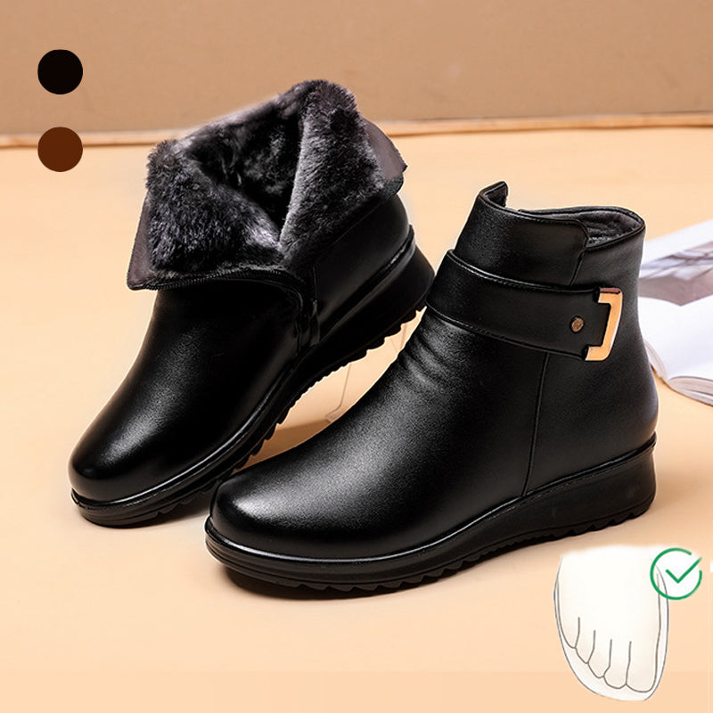 Women's Ankle Boots Rounded Toe Buckle Brown