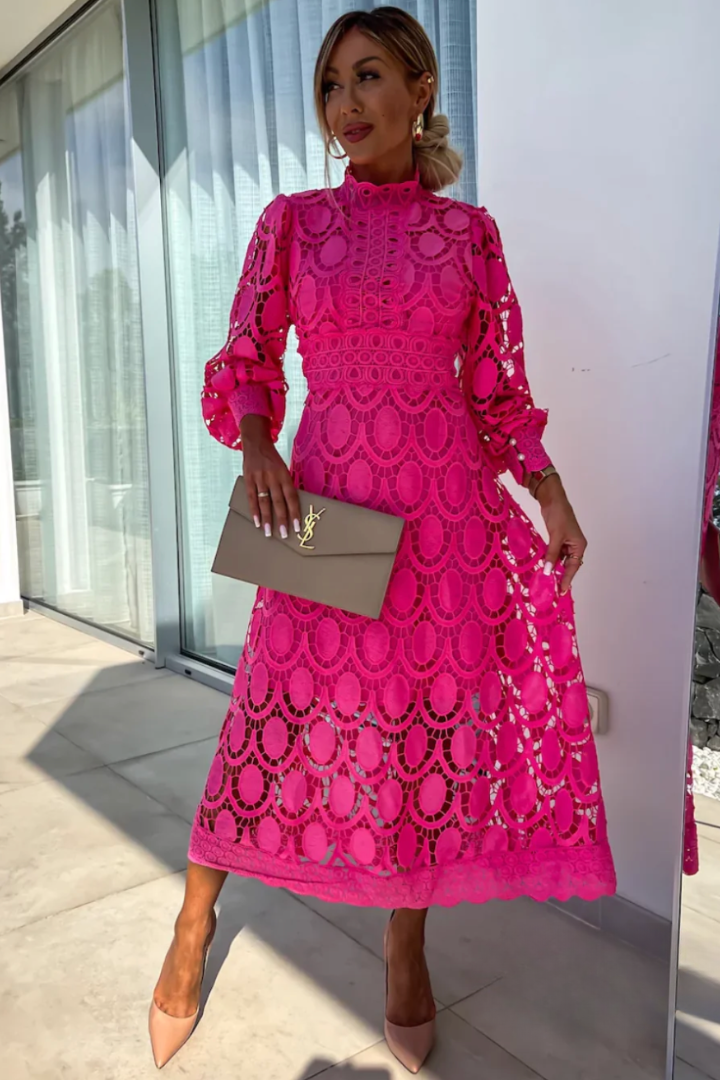 Women's Midi Dress Openwork Lace