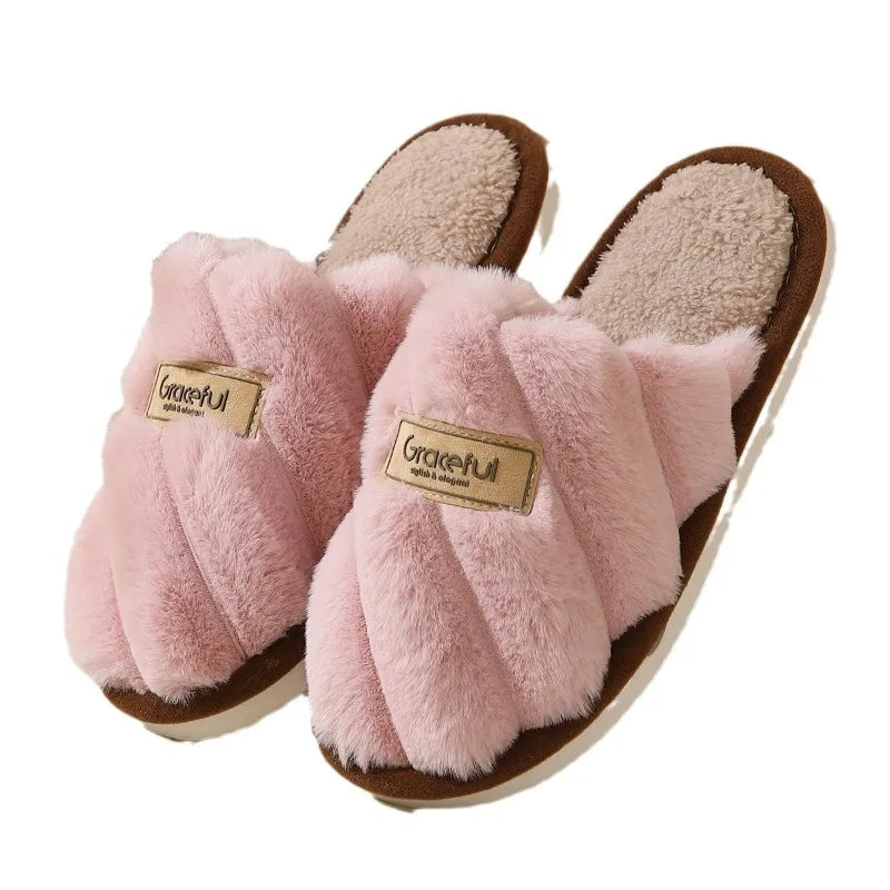 Women's Plush Slide Slippers Soft Cushioned Indoor Comfort