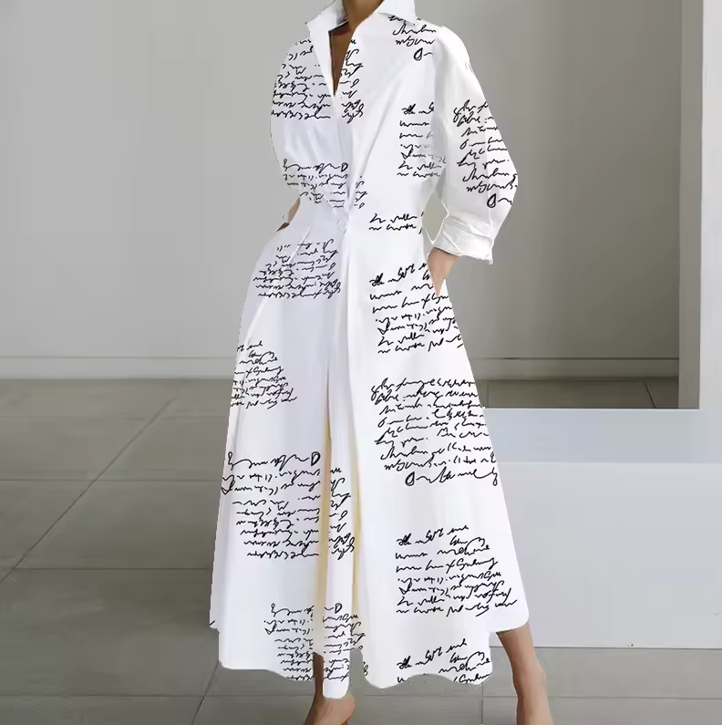 Elegant Button-Down Shirt Dress with Cinched Waist