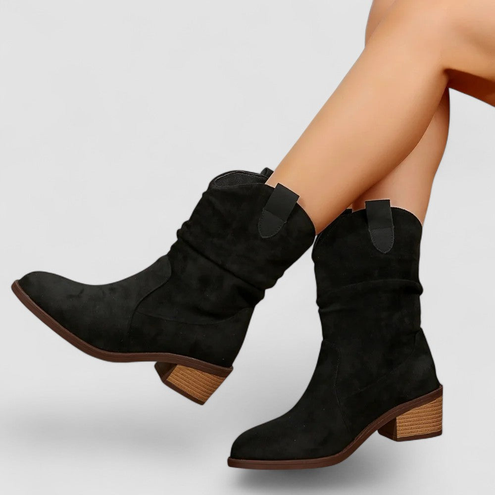 Women's Mid Calf Block Heel Boots