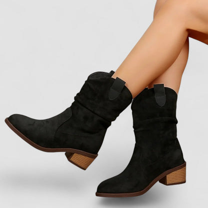 Women's Mid Calf Block Heel Boots