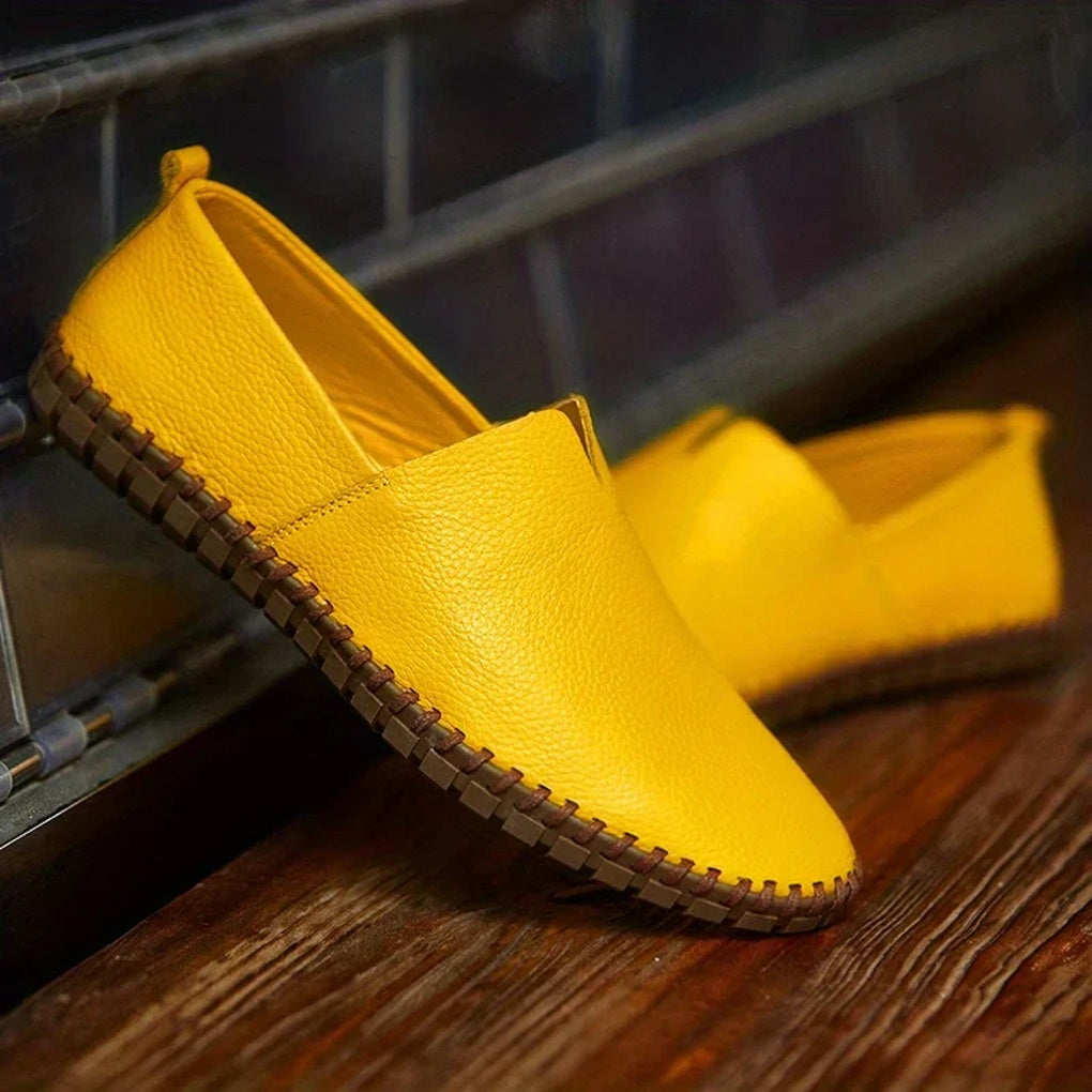 Men's Leather Slip On Loafers Matte Black