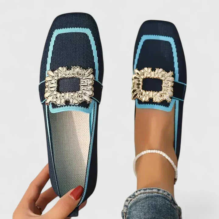 Women's Square-Toe Loafers Detail Front - Vonnera