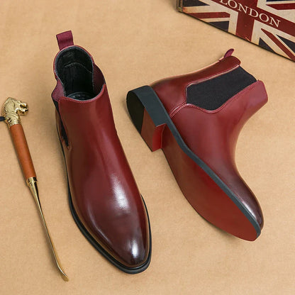 Men's Chelsea Boots Leather Red Sole Ankle High Comfortable
