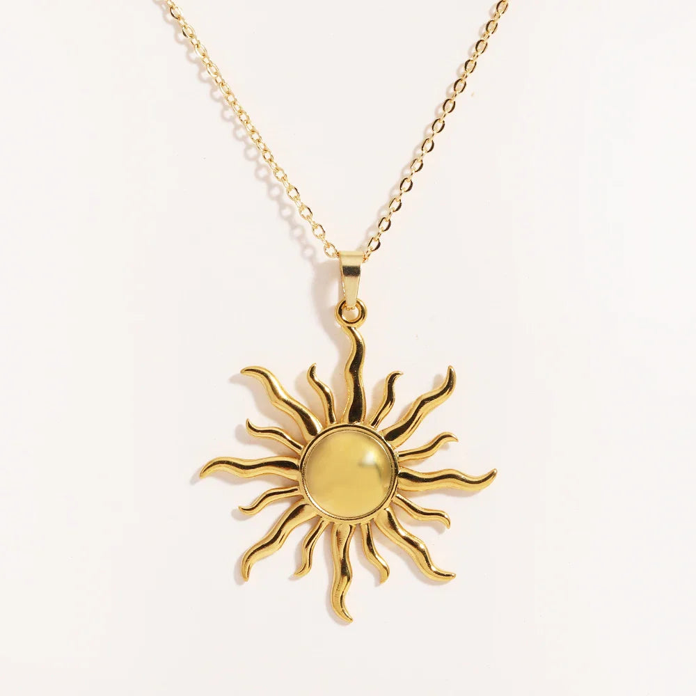Aurora Spiral Sun Pendant Silver Tone
