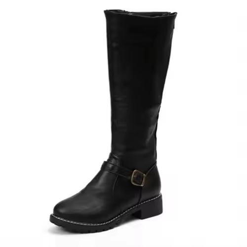 Women's Knee-High Boots Closed Toe Buckle Detail