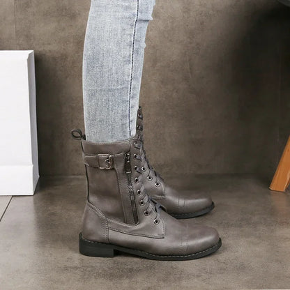 Women's Lace-Up Boots With Side Zip