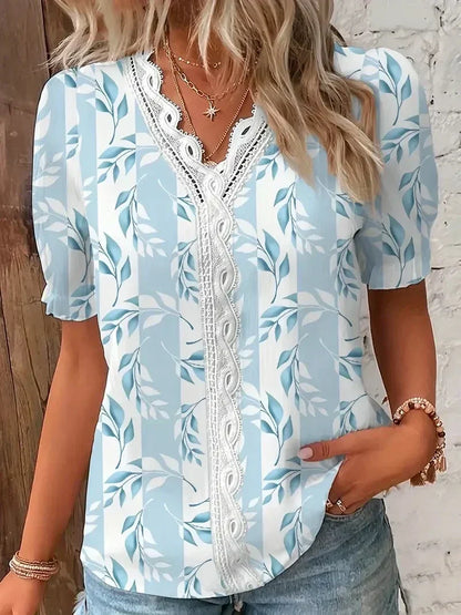 Women's V-Neck Blouse Floral Lace - Vonnera