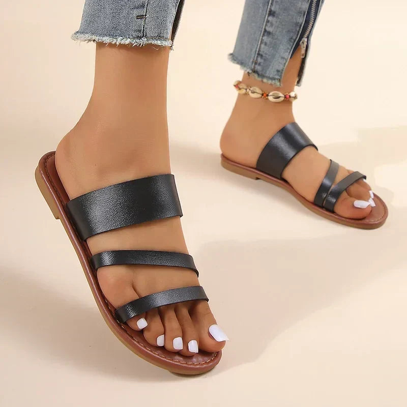 Women's Flat Cushioned Sandals Lilac