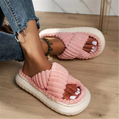 Women's Open Toe Slippers Plush Soft Cushioned Sole