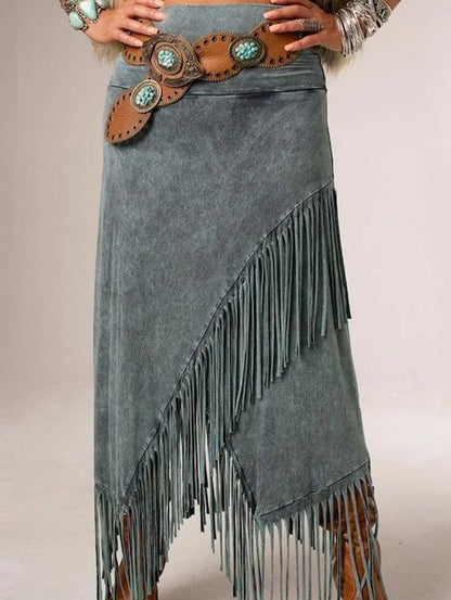 Women's A-Line Maxi Fringe Skirt