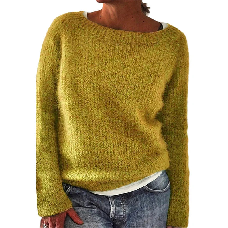 Women's Cozy Knit Sweater Loose Fit Pullover
