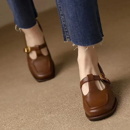 Wren Women's Mary Jane Shoes Square Toe Low Heel