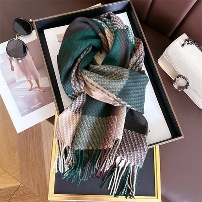 Arvella Women's Plaid Scarf With Tassel