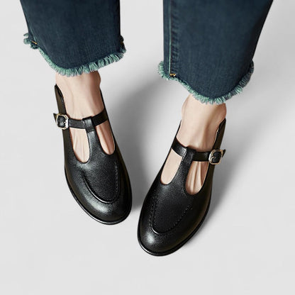 Women's Mary Jane Shoes Rounded Toe T-Strap