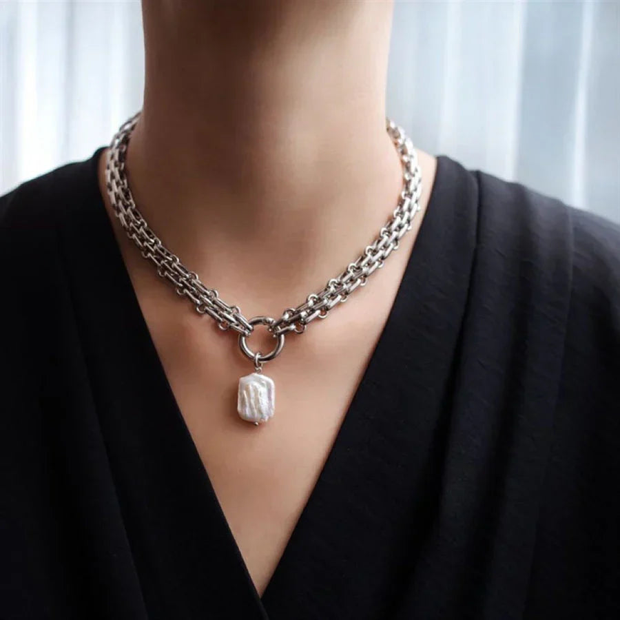 Freshwater Pearl Necklace Gold Silver Chain - Vonnera