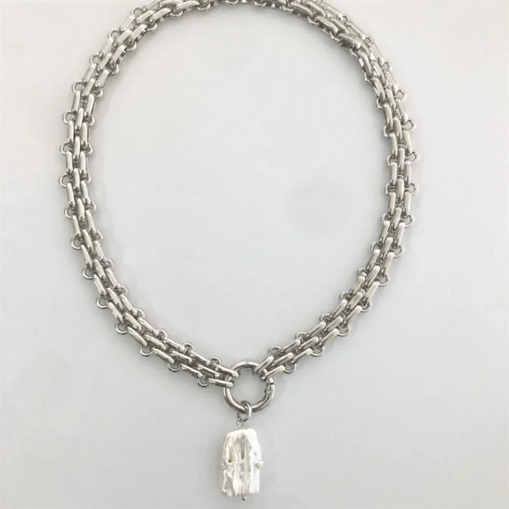 Freshwater Pearl Necklace Gold Silver Chain