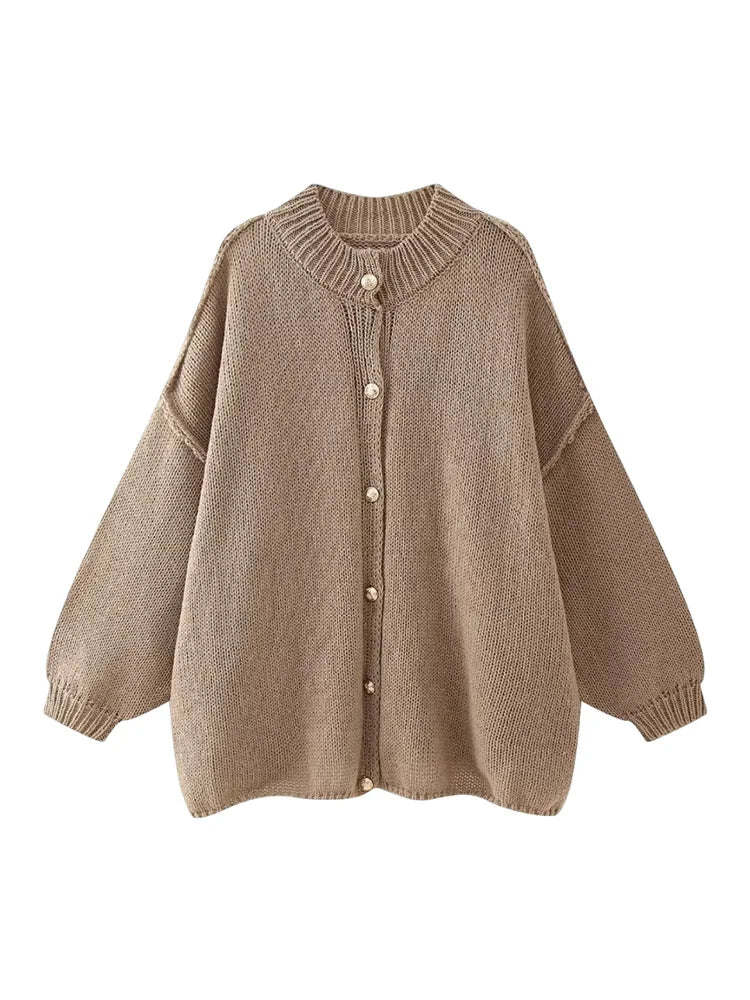 Women's Bat Sleeve Cardigan Wool Blend Lapel Detail Black