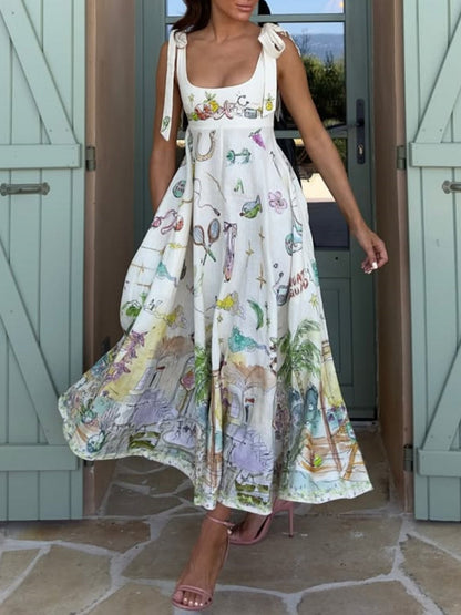Women's Painted Ballet Tie Midi Dress - Vonnera