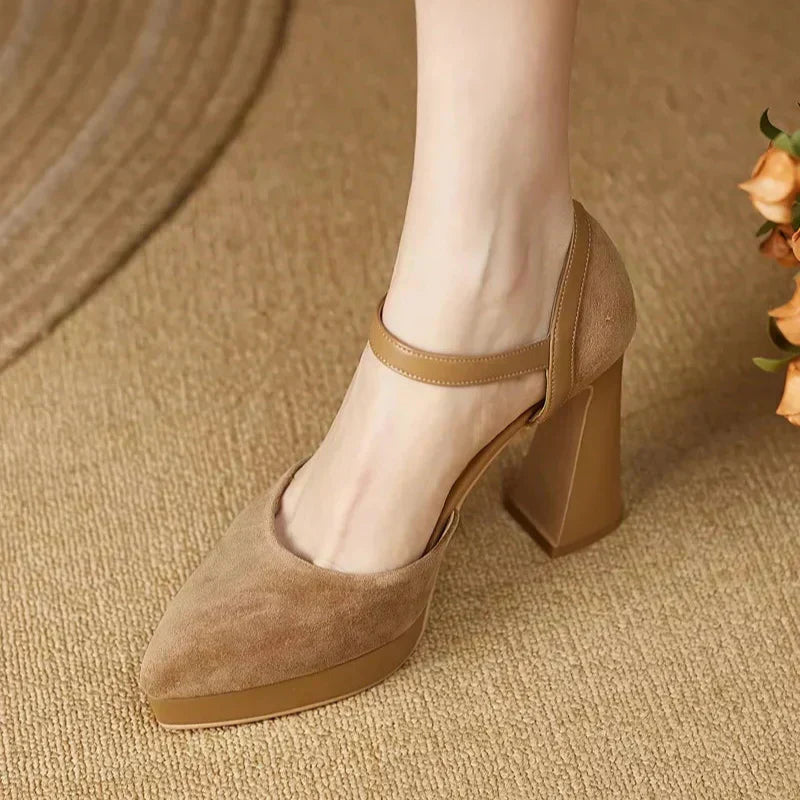 Women's Ankle Strap High Heel Pumps Block Heel