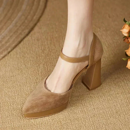 Women's Ankle Strap High Heel Pumps Block Heel