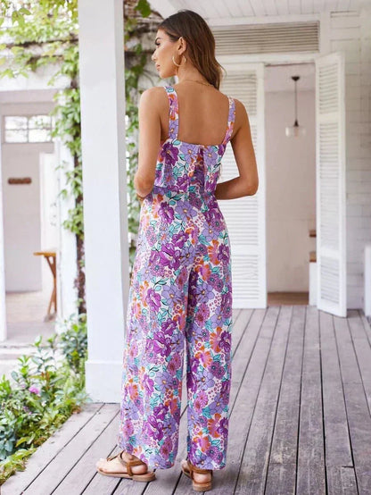 Sienna | Women's Floral Print Sleeveless Wide Leg Jumpsuit