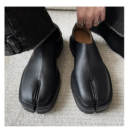 Men's Leather Tabi Loafers Black - Vonnera