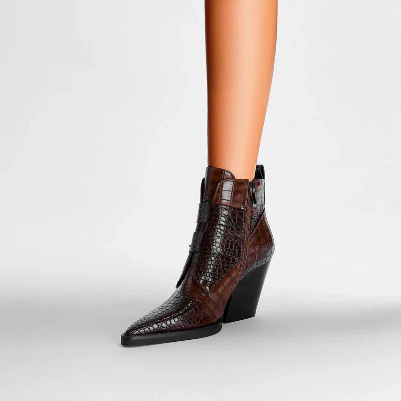 Women's Pointed Toe Boots Buckle Strap Detail
