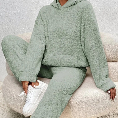 Teddy Hooded Housesuit Soft Cozy Beige