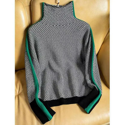 Women's Turtle Neck Printed Sweater