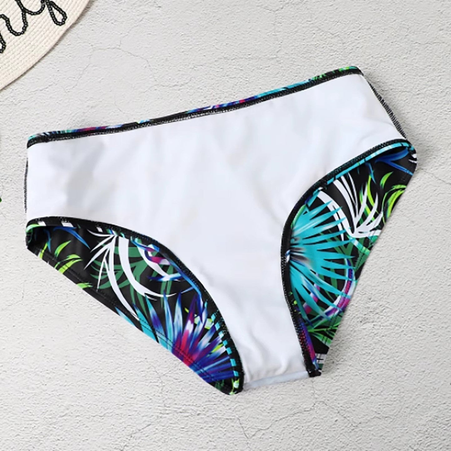 Women's High Waist Leaf Print Bikini Swimsuit