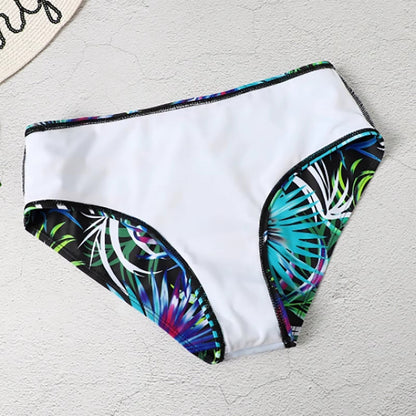 Women's High Waist Leaf Print Bikini Swimsuit