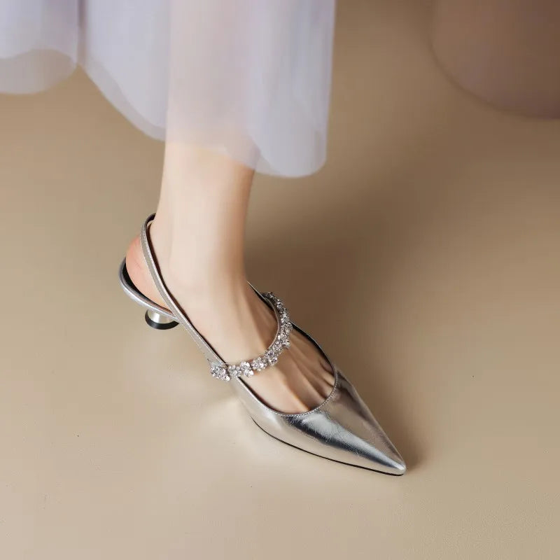 Seraphina Women's Pointed Toe Pumps Crystal Strap Heels