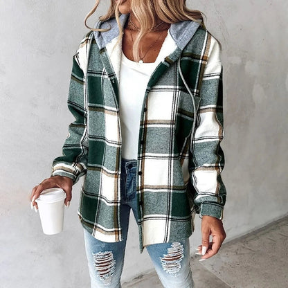 Women's Plaid Hooded Jacket