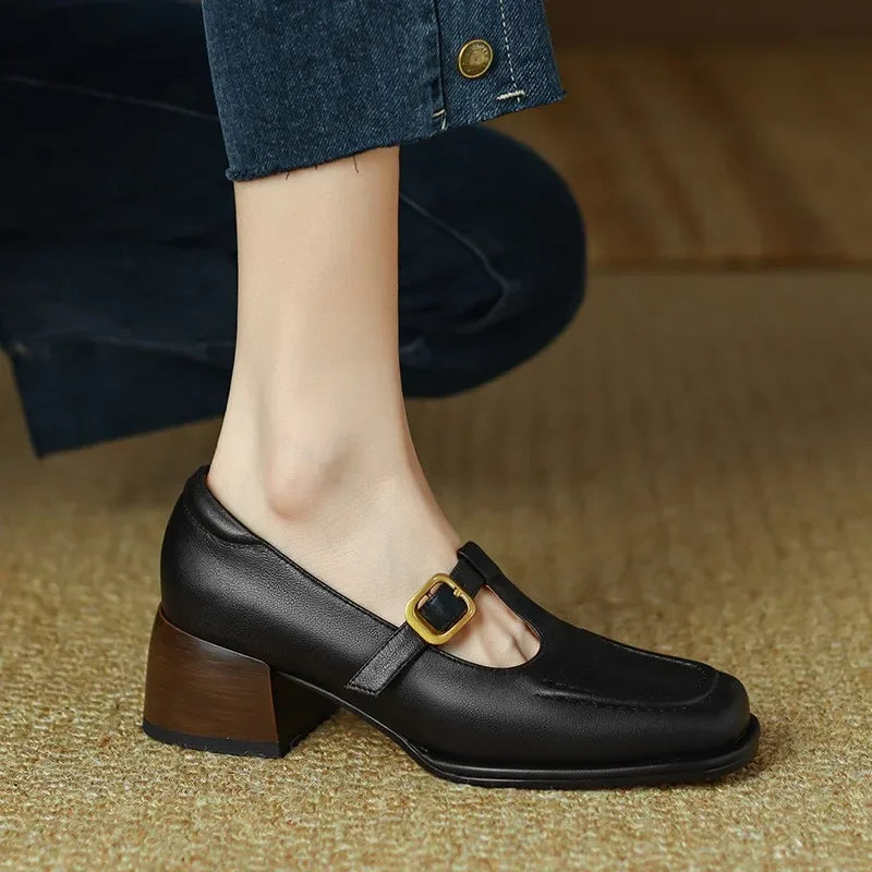 Wren Women's Mary Jane Shoes Square Toe Low Heel